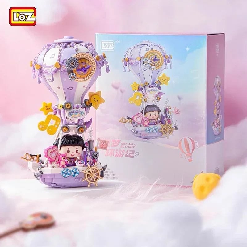 New LOZ Building Block Originality MIni Cherry Blossom Hot Air Balloon Glowing Desktop Model Decoration Children\'s Toy Girl Gift