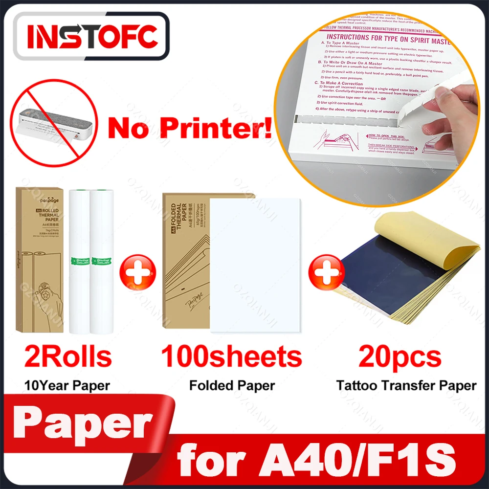 A4 Thermal Folder Paper 100 sheets 10 years or Tattoo Paper for Peripage A40 Paperang F1S Combined sales Study Office Paper