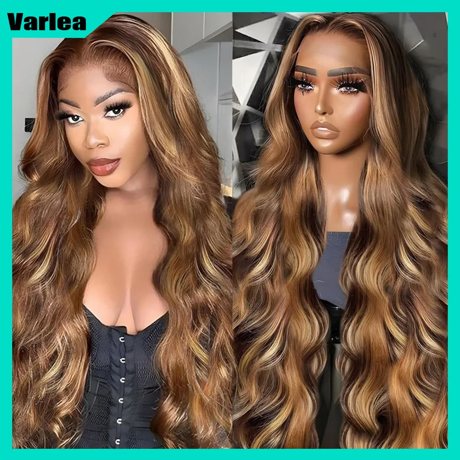 

Varlea 200% Плотность 13x4 Парик фронта шнурка Человеческие волосы Объемная волна 13x6 Hd Парик фронтальной части шнурка Свободная объемная волна Черный и светлый мелирование