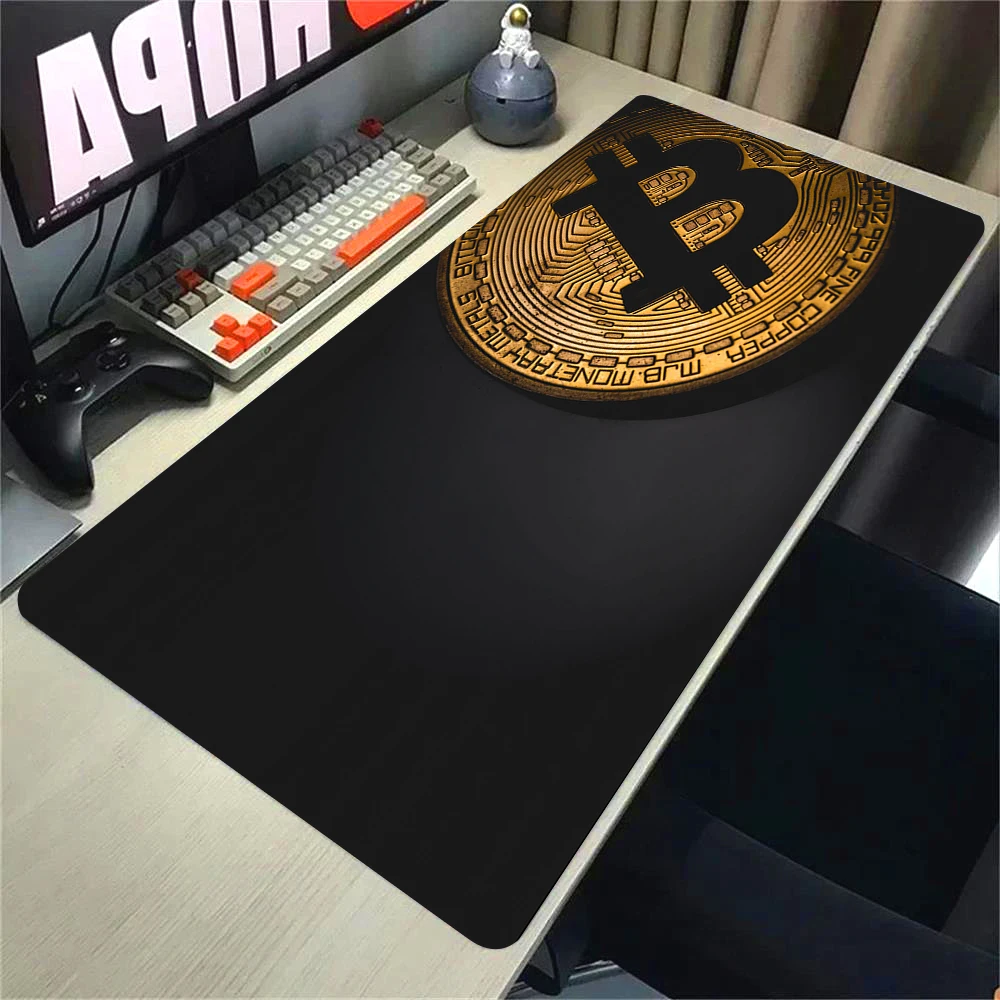 bitcoin Mouse Pad Gaming Large Mousepad Anti-slip Rubber mouse mat Computer Gamer Desk Mat Stitched Edge Black gamer Mousepad