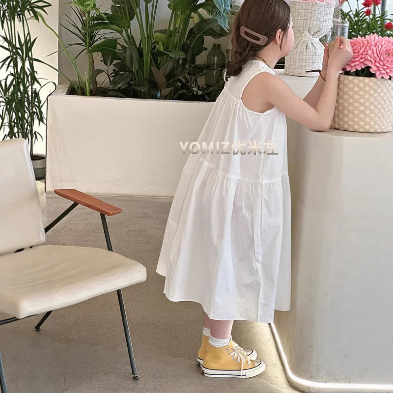 Korean children's clothing girls' tank dress2025Summer New Children's Dress for Small, Medium, and Large Kids Stylish Long Dress