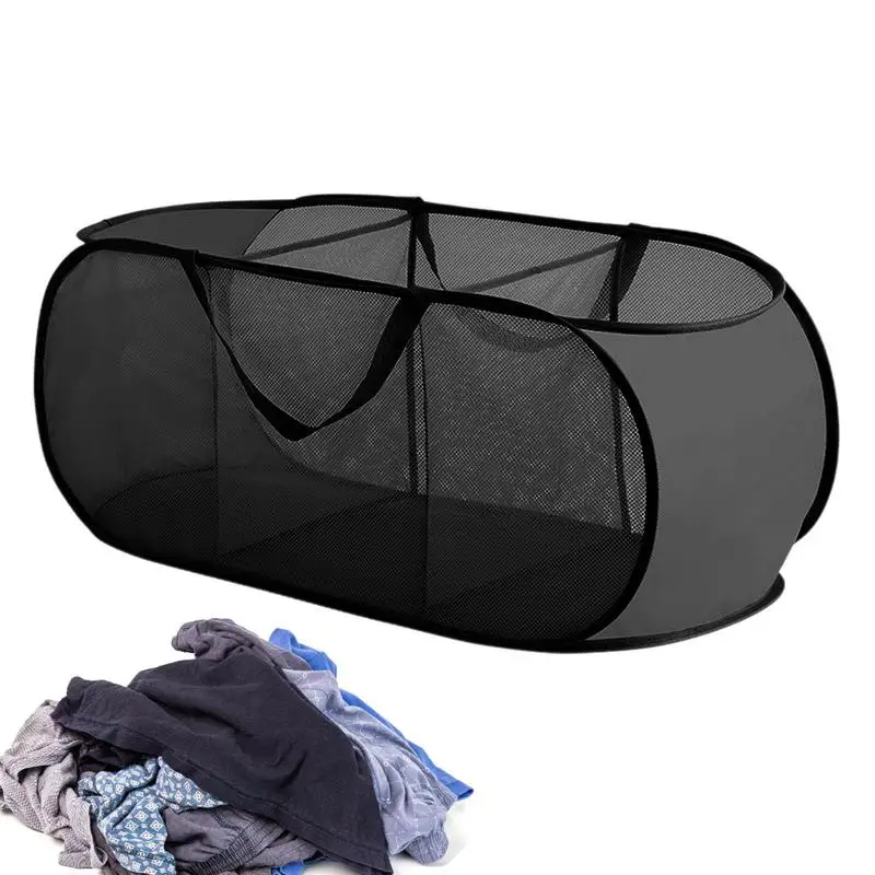 Foldable Laundry Basket Collapsible Dirty Clothes Storage Hamper With Dividers Space Saving Laundry Room Organization Bin