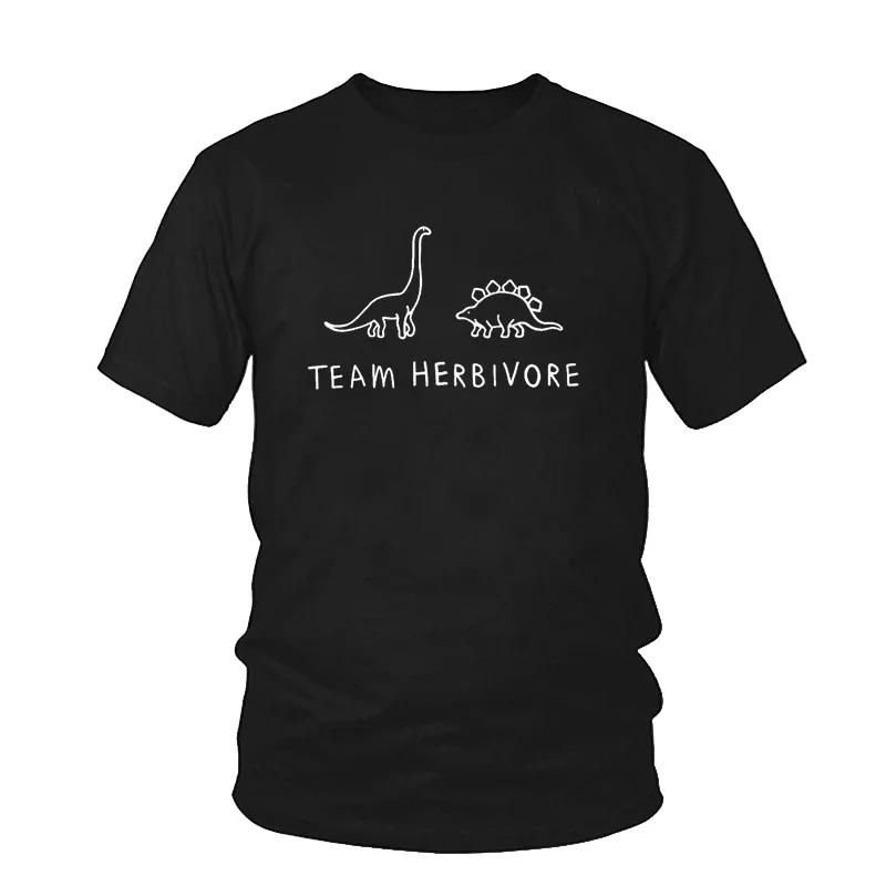 T-Shirt Unisex Vegan Tee    Women Men t shirt white t-shirt tshirts Black tee TEAM HERBIVORE Dinosaur Print Tops