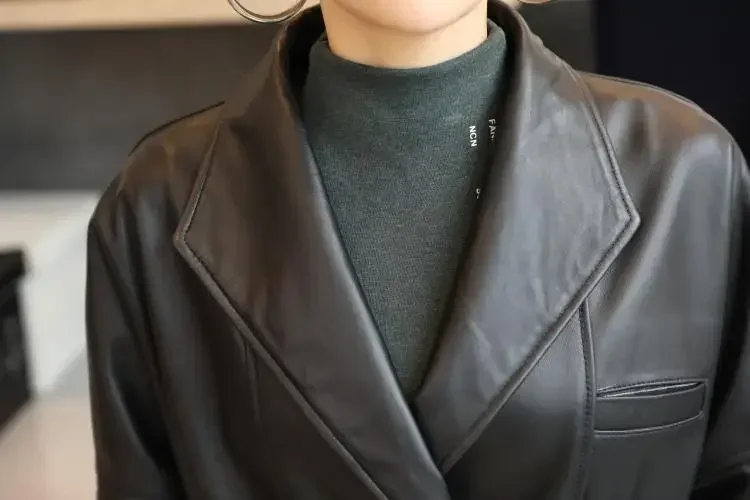 Echt Leder Jacke Frau Echtem Schaffell Jacken für Frauen Koreanische Leder Mantel Elastische Taille Dünne Outwears Jaqueta Feminina