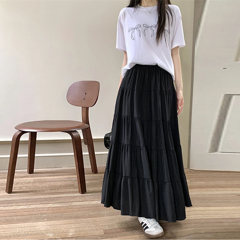 

Summer 2024 New White Swing Skirt Umbrella Skirt Casual Skirt For Women