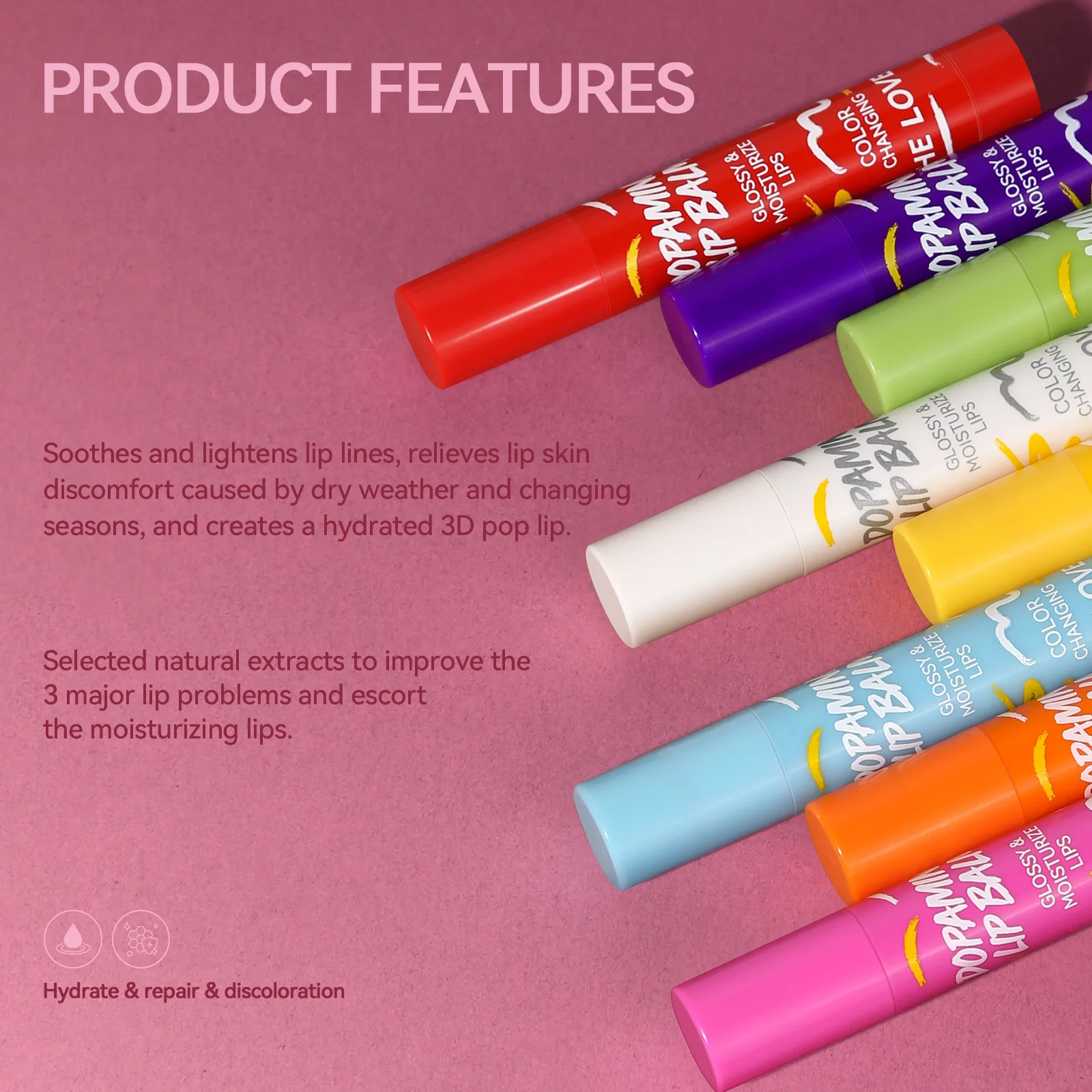 Color Changing Lipstick Discoloration Tinted Lip Balm Set Glossy Moisturizier Hydrated Natural Light Lip Plumping Lips Cosmetics Sf79a31e2de364c248f777e90f79887aaE