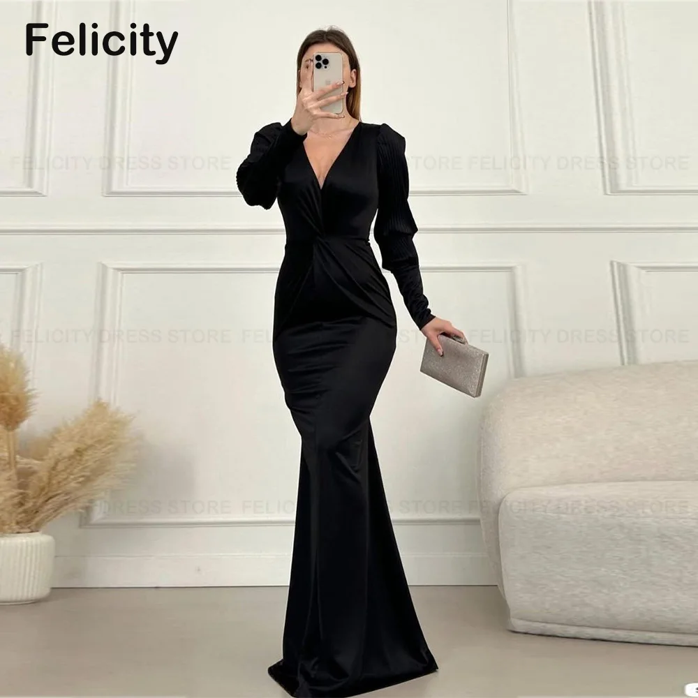 

Elegant Wedding Guest Party Dresses 2023 Mermaid V-neck Mother of the Bride Dress Pleated Long Evening Gowns فستان حفلات الزفاف