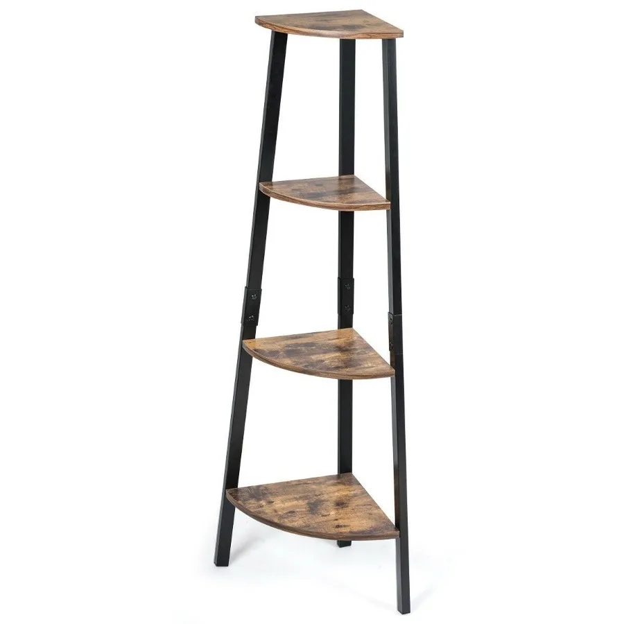

4Tier Corner Shelf Metal Storage Rack Bookcase Plant Display Stand