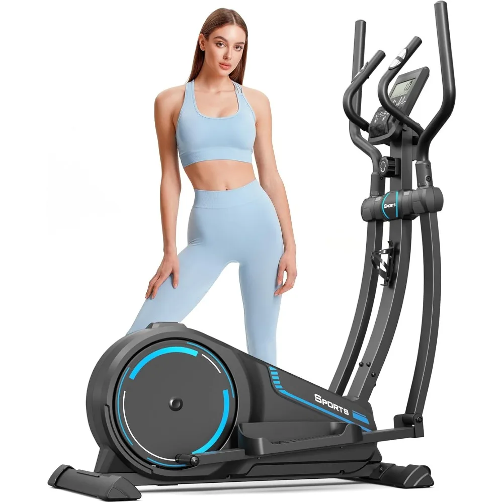 Hyper-Quiet Magnetic Elliptical Exercise Machine for Home W/16 Levels Resistance, 8KG Flywheel, Multifunctional LCD Monitor