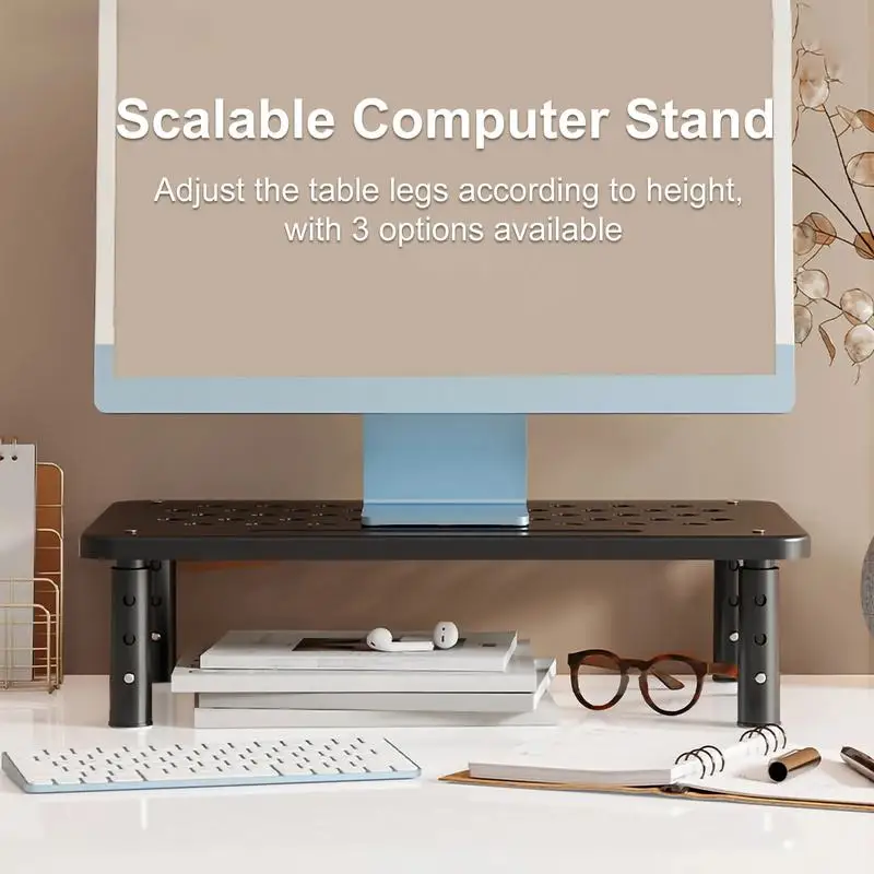 Height-adjustable Computer Monitor Pedestal Stand Computer Monitor Riser Desk Stand for Laptops Reduced Neck Strain