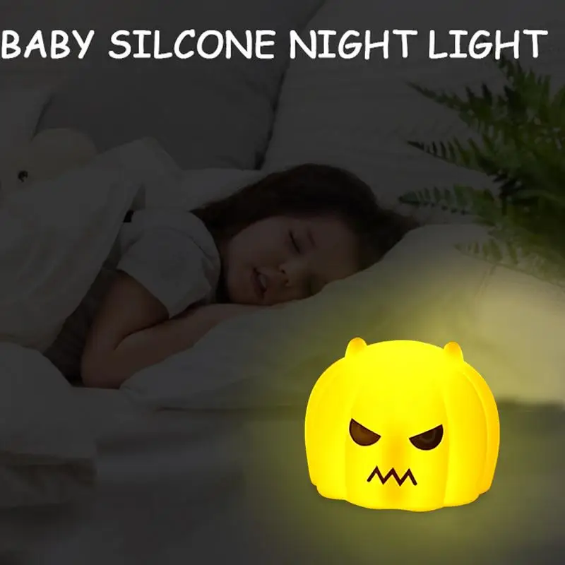 

Pumpkin Night Light Silicone USB Rechargeable Bedside Touch Lamp Cartoon Sleeping Nightlight Creative Patting Light Bedside Lamp