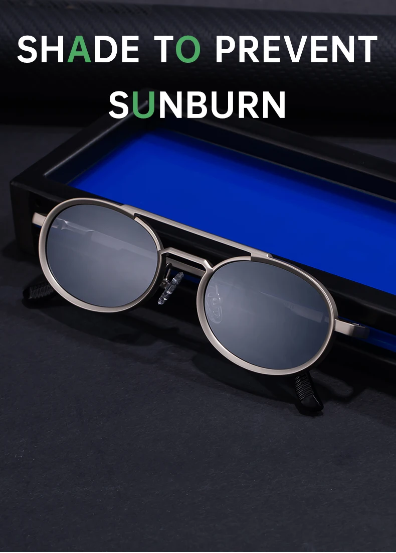 Ovale Steampunk-Sonnenbrille mit kleinem Rahmen für Damen, 2026, luxuriöse Vintage-Rundsonnenbrille für Damen, Doppelstrahl-Brille für Damen – Detail 5