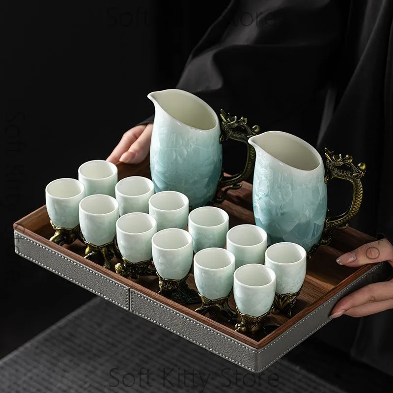 Ceramic Baijiu Cup Wine Dispenser Gift Box Set Zodiac Wine Glass Wine Set Light Luxury