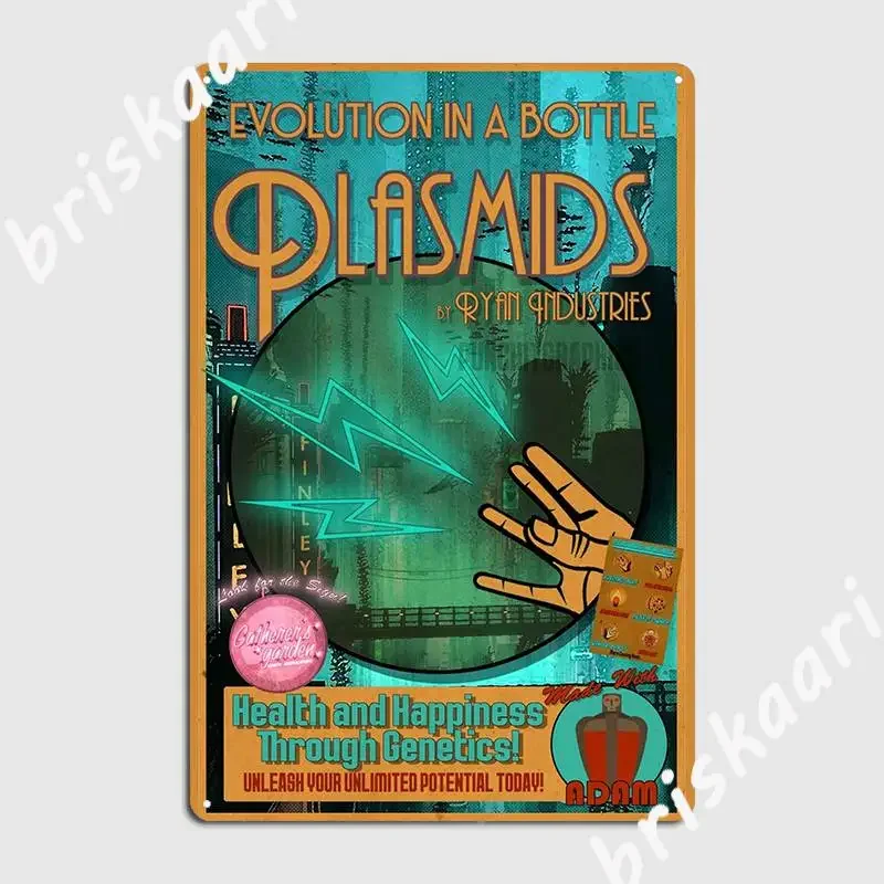 Evolution In A Bottle Plasmids Metal Plaque Poster Pub Pub Garage Vintage Mural Funny Evolution In A Bottle Tin Sign Poster