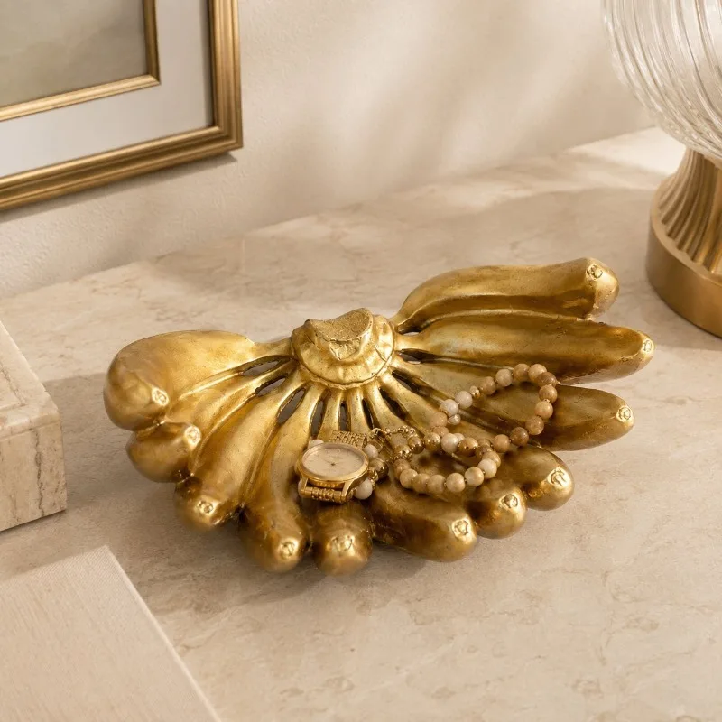 Creative Resin Banana Tray Storage Ornaments Living Room Entryway Wine Cabinet Desktop Key Jewelry Storage Craft Christmas Gifts