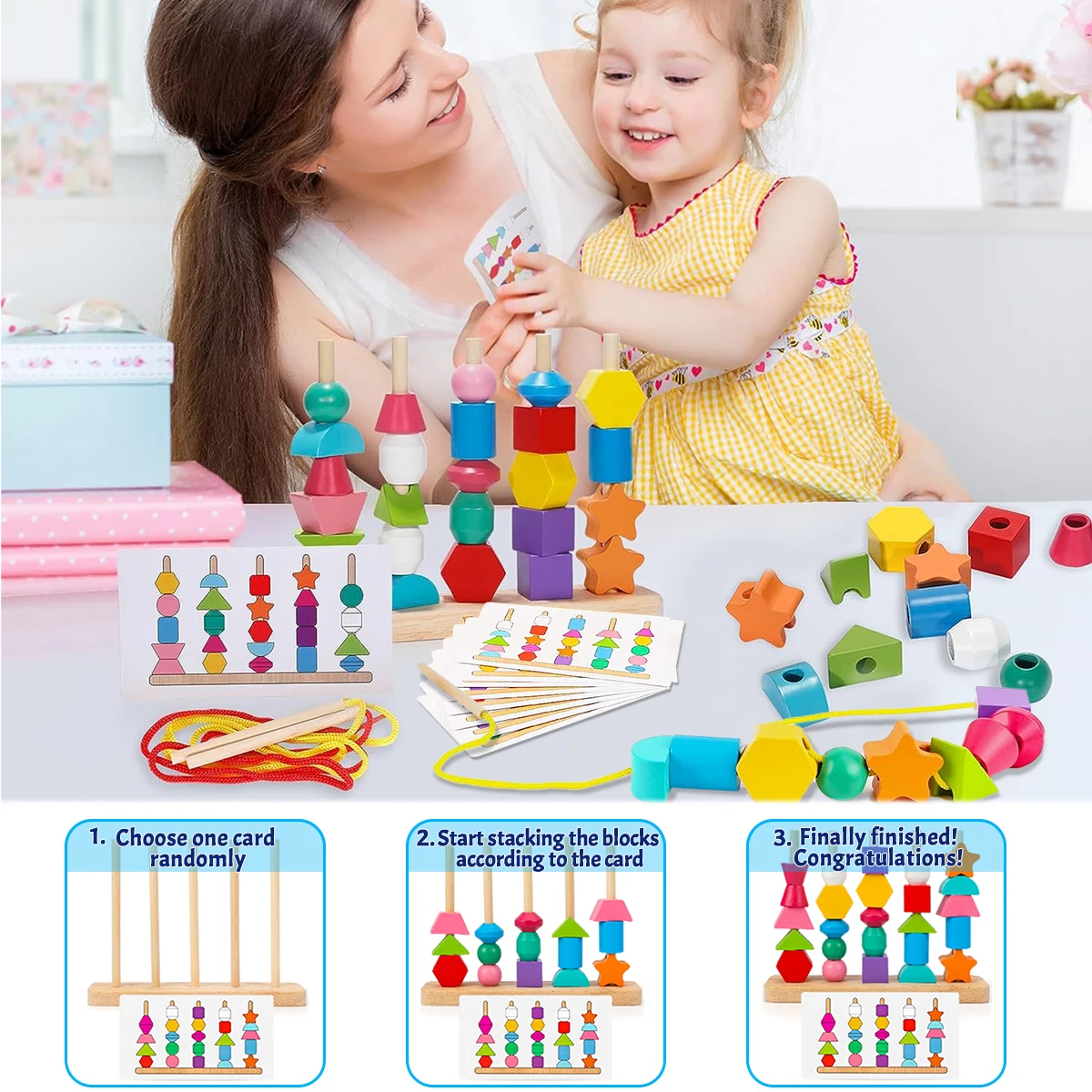 Puzzle de forme de couleur en bois Montessori, jouets éducatifs précoces, apprentissage de la couleur fondue, jeux d'empilage, cadeau pour les enfants