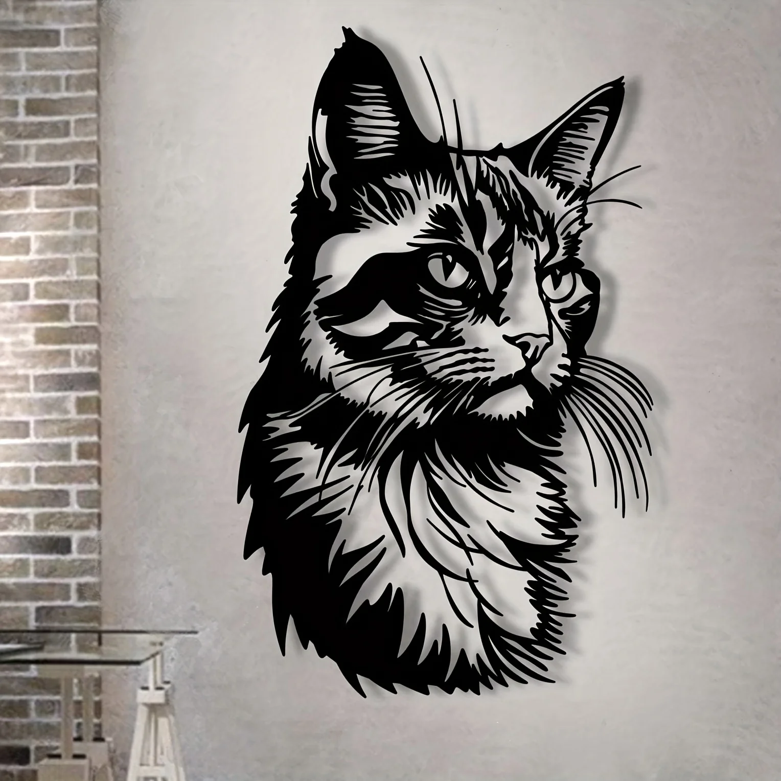 Cat Wall Art Indoor Decor Door Metal Hanging Frame Corner Iron Window Living Room Pet Theme Sculpture Home Artwork Signs