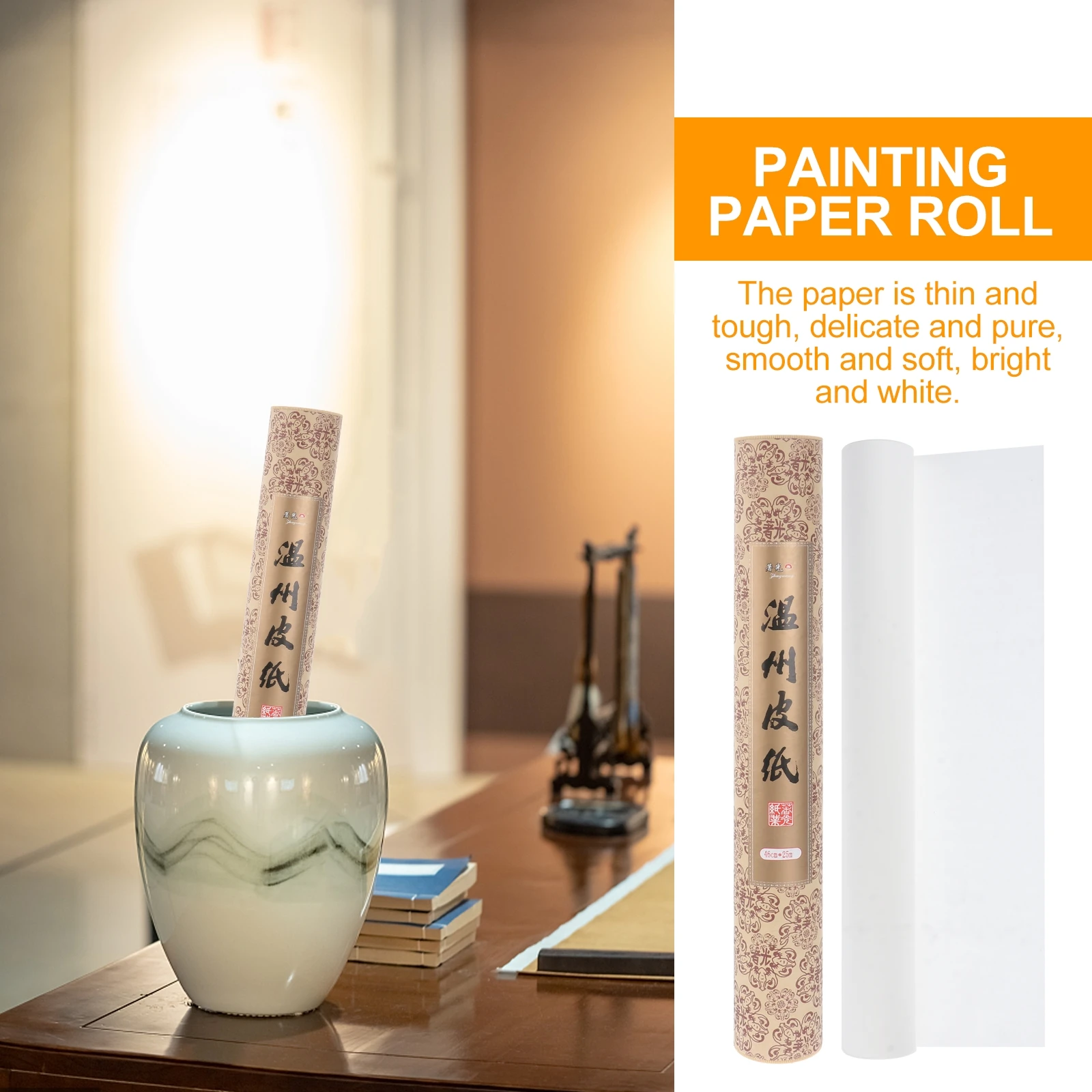 

Paper Roll Long Fiber Strong Tension Thin Tough Calligraphy Sketch Painting Professional Use Mothproof Fastness Water