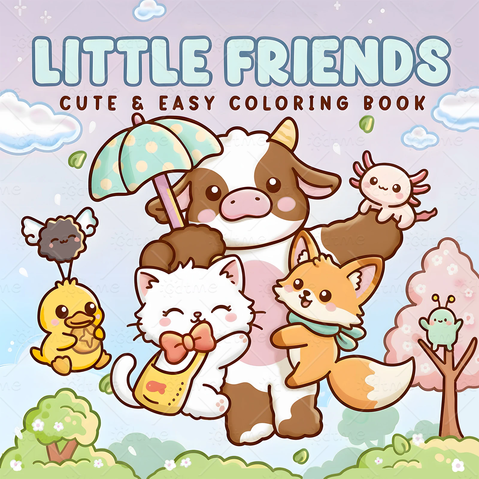 LITTLE FRIENDS Cartoon Coloring Book Stress Relief Painting Gift Paperback Educational Doodles Book for Adults And Teens