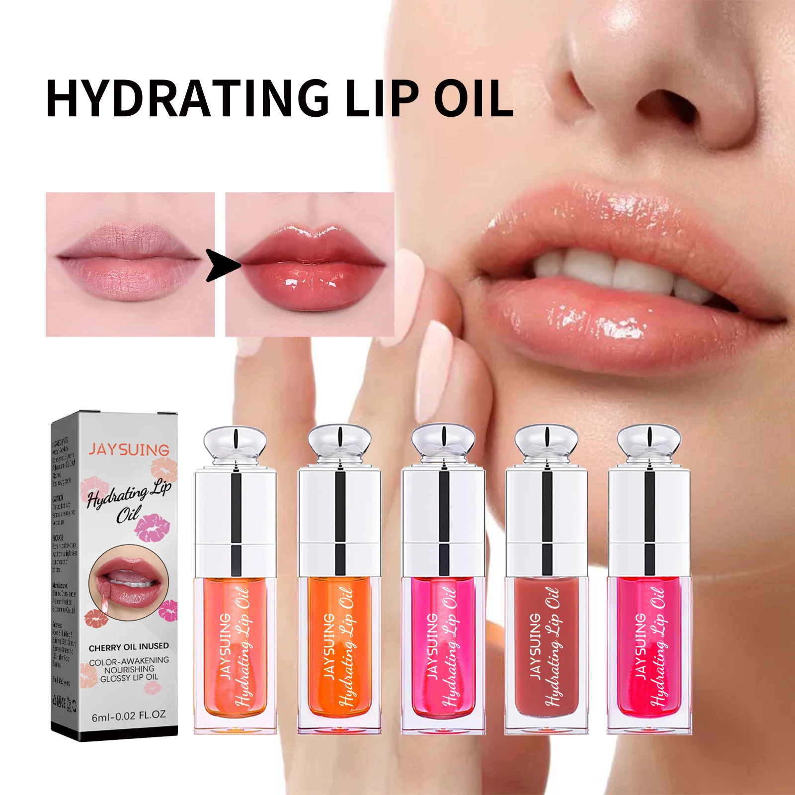 6ml Lip Oil Deep Moisturizing Lip Glaze Smoothing Plumper Serum Lip Lines Long Lasting Nourishment Lip Balm Lip Makeup Lipstick