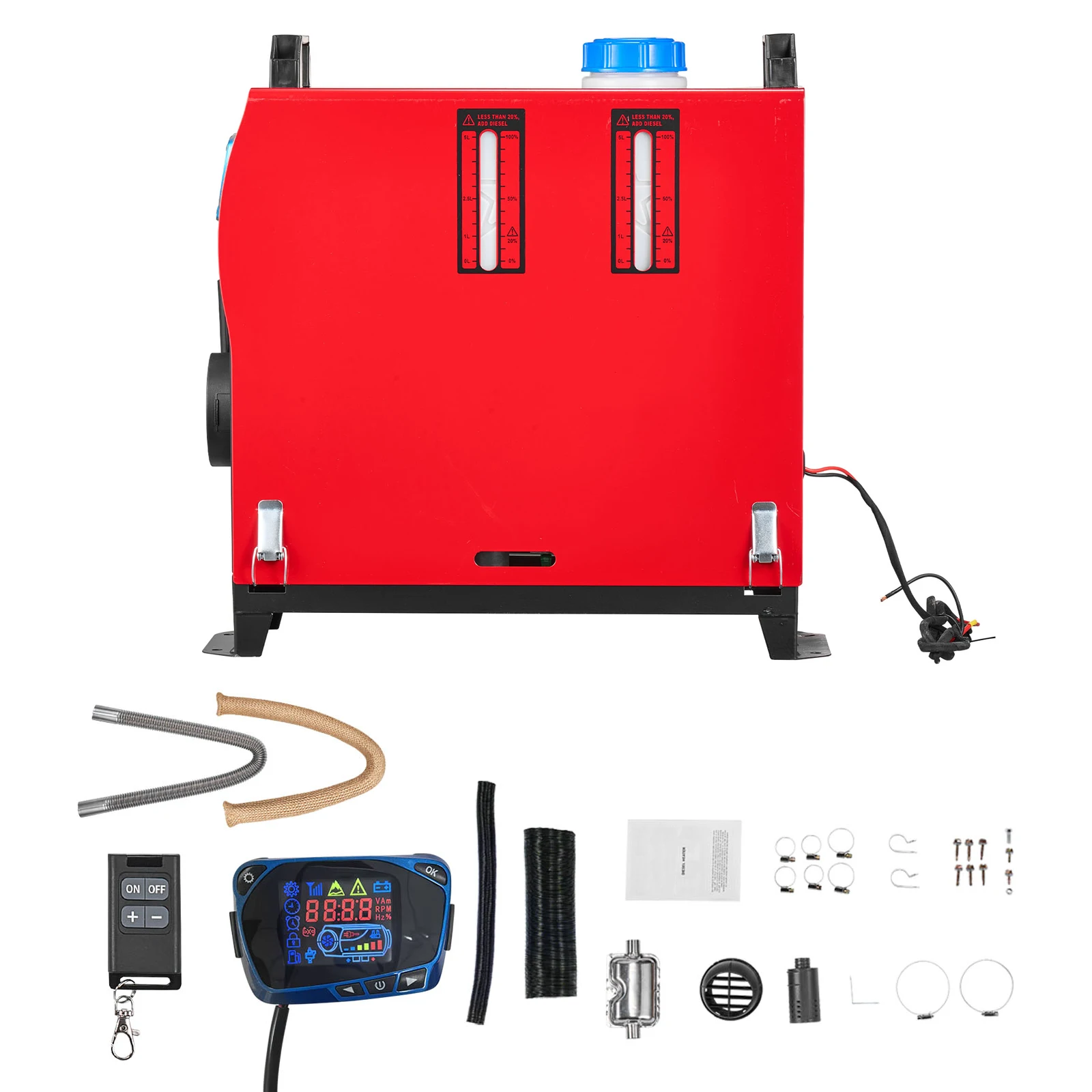 SucceBuy 8KW diesel luchtverwarmer DC12-24V diesel standkachel met afstandsbediening, voorverwarmingsfunctie, voor camper, vrachtwagen, camper