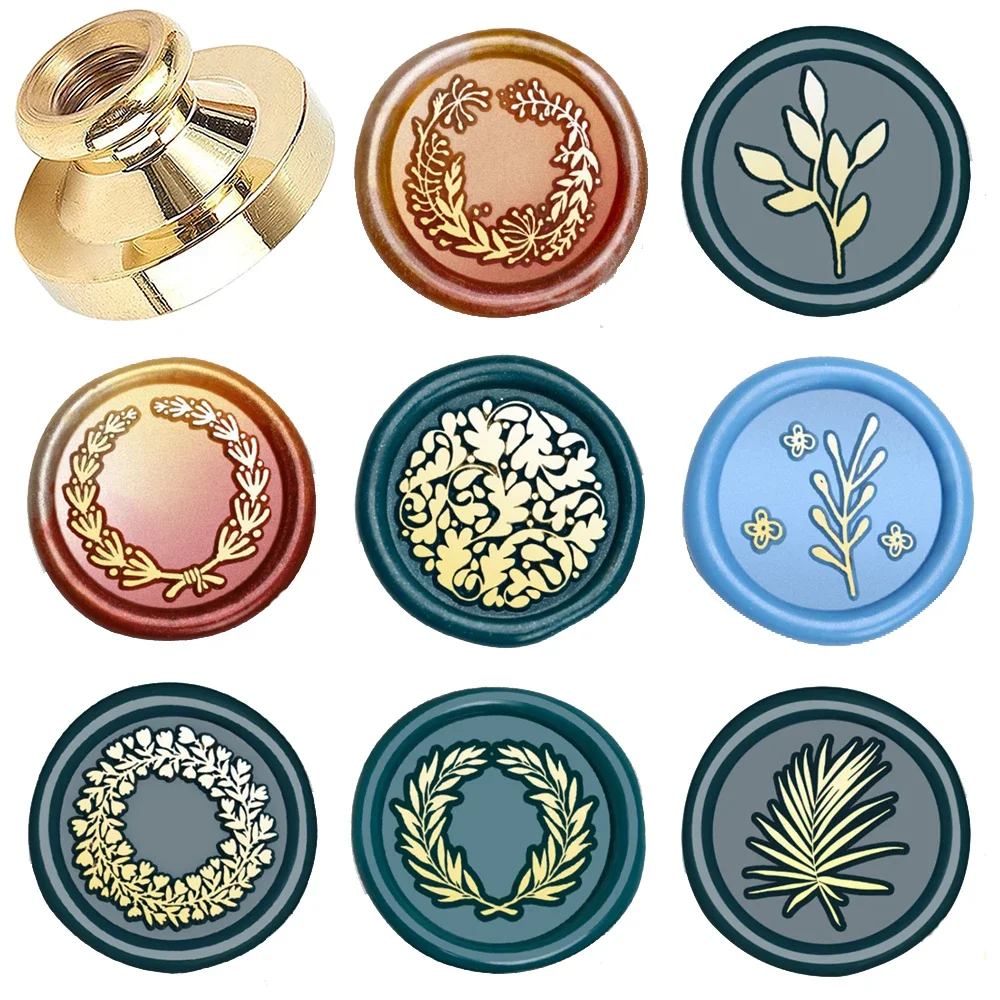 Botanical Wax Seal Stamp Classic Plant Tulip Wreath Vintage Sealing Wax Stamp Retro 25mm Removable Brass Head for Wedding Invita