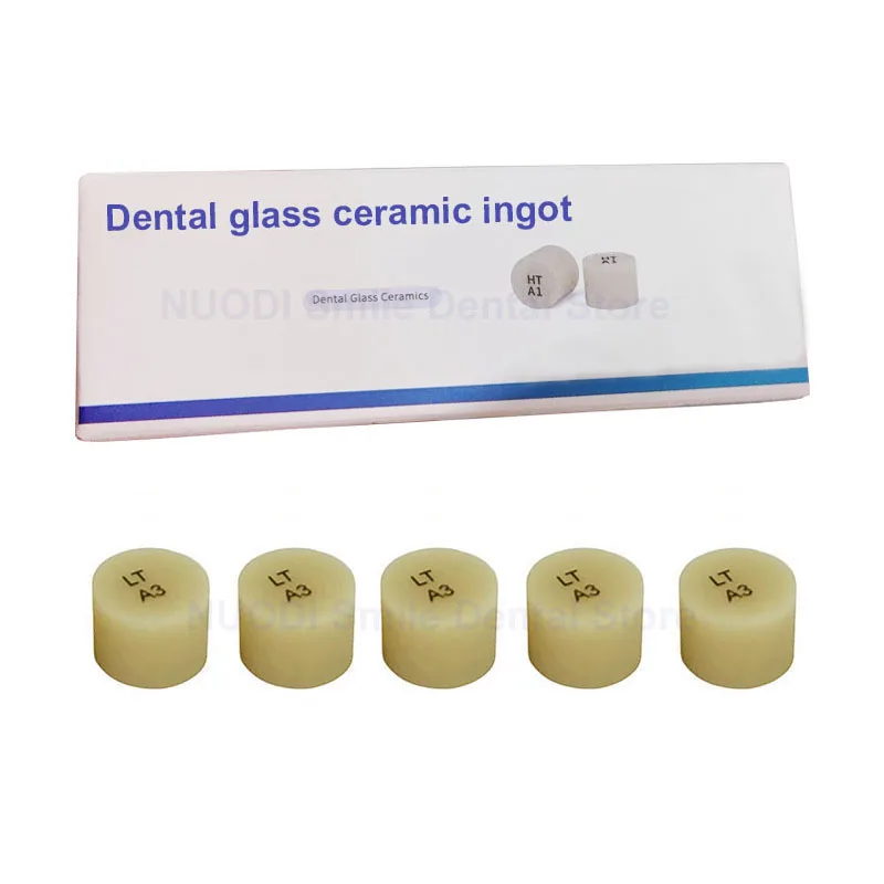 5Pcs/Box Dental Lithium Disilicate Glass Ceramic Press Ingots HT LT Dentistry Materials Teeth Veneer for CAD/CAM Miling System