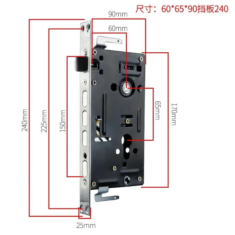 Cuerpo de cerradura de hierro Cuerpo de cerradura de puerta antirrobo Cerradura de puerta de seguridad duradera para cabeza cuadrada 24 * 240 30 * 240 cilíndrica