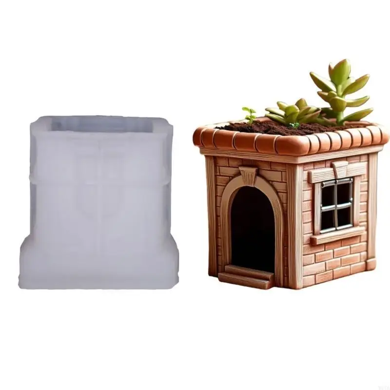 

W0YA Creative House Shaped Flowerpot Silicone Mold For DIY Jewelry Container Making Resin Crafts And Planters