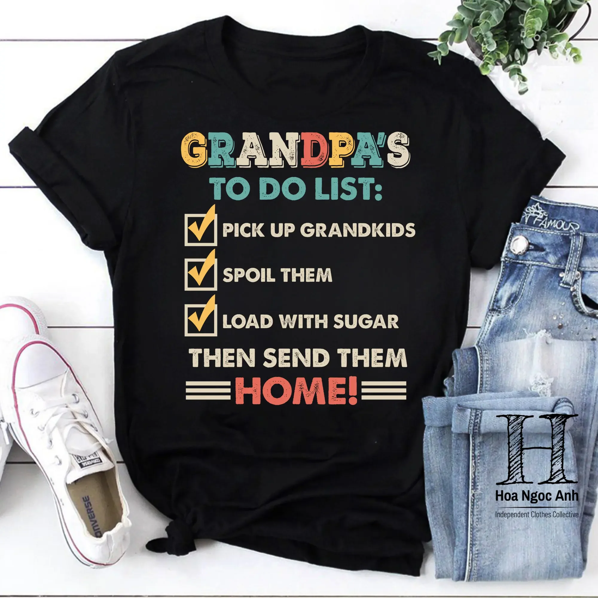 Grandpa S To Do List Pick Up Grandkids Spoil Them Load With Sugar Then Send Home Vintage T Shirt Funny Granpa