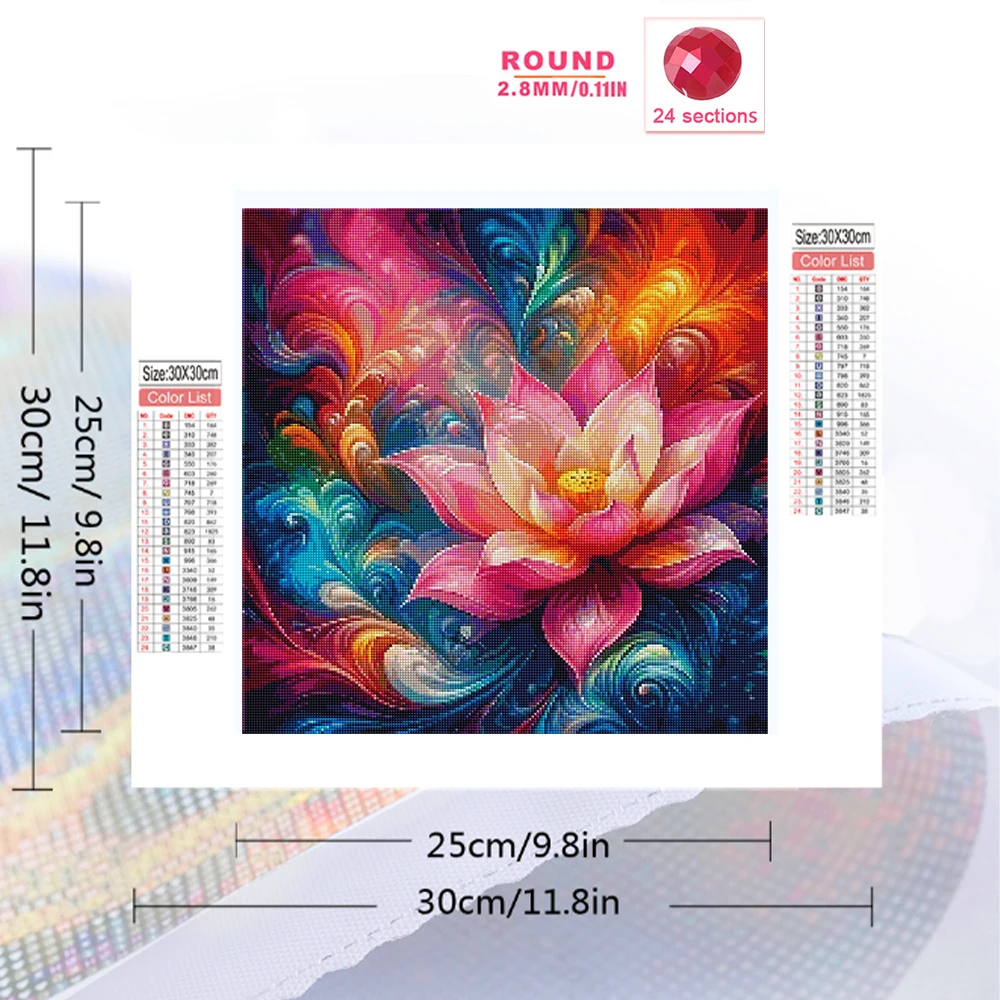 Momoart Diamond Mosaic Flower Cross Stitch Art Painting Lotus Pattern For Adults Beginners Embroidery Home Living Room Art Craft