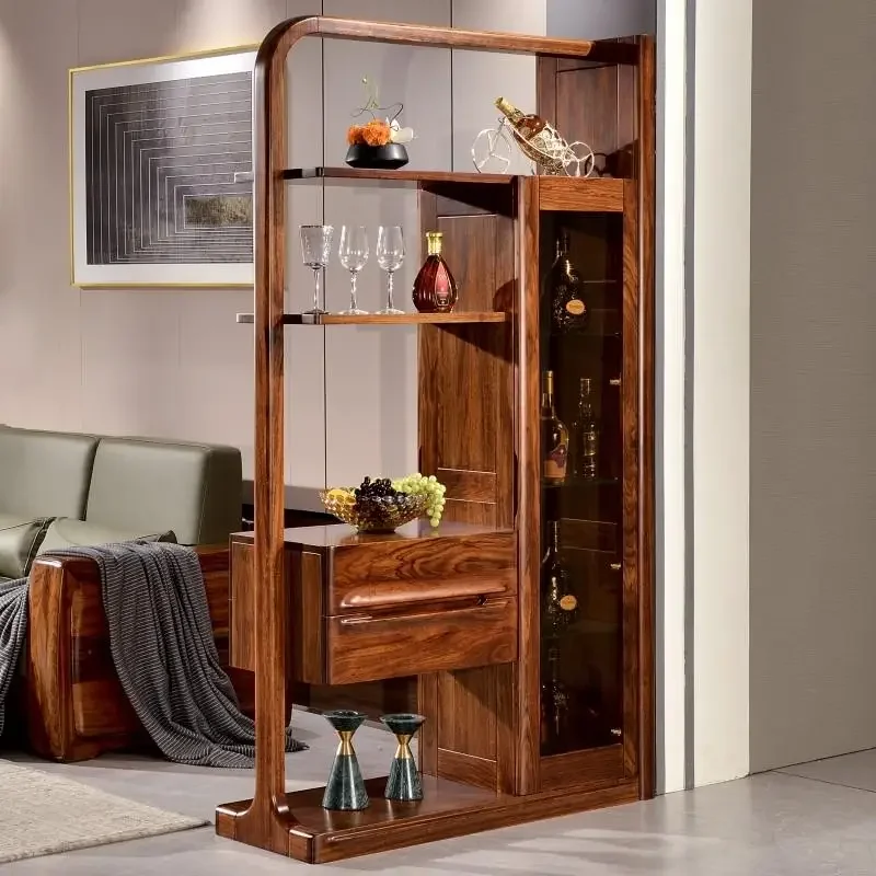 Ebony entrance hall cabinet screen partition, living room partition cabinet all solid wood entrance hall cabinet