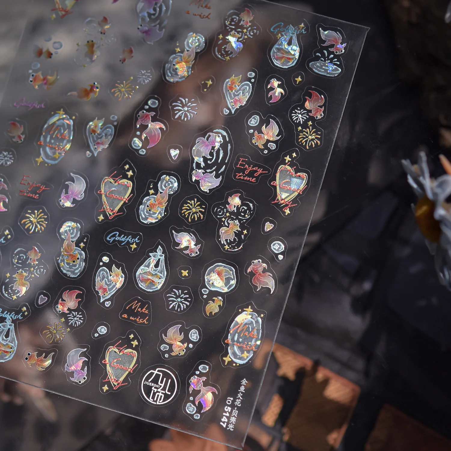 5D schimmernde Strandmuscheln, Seestern, Jakobsmuscheln, Muscheln, Fischernetze, Muscheln, Pastell, Seestern, Perlen, selbstklebender Maniküre-Aufkleber