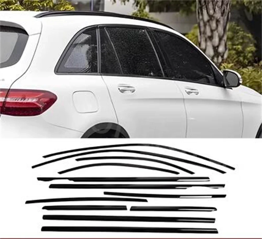 Car Styling black Window Sequins Decoration Cover  Trim For Mercedes Benz GLC X253 X254 2016-2024 Auto Accessories SHCHCG