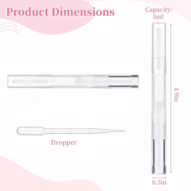 10szt 3ML Pusty olejek do paznokci z pędzelkiem Przezroczysty olejek do skórek Pojemnik kosmetyczny Tuba z kroplomierzem