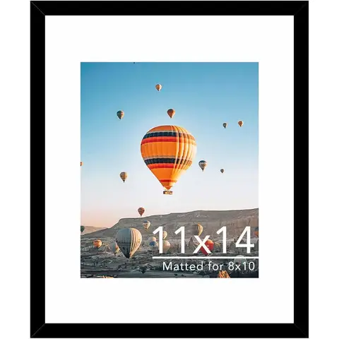 11x14 Picture Frame with 8x10 Mat, Display Photo 8x10 with Mat or 11 x 14 Without Mat, Wall Hanging Large Frame with Shatter