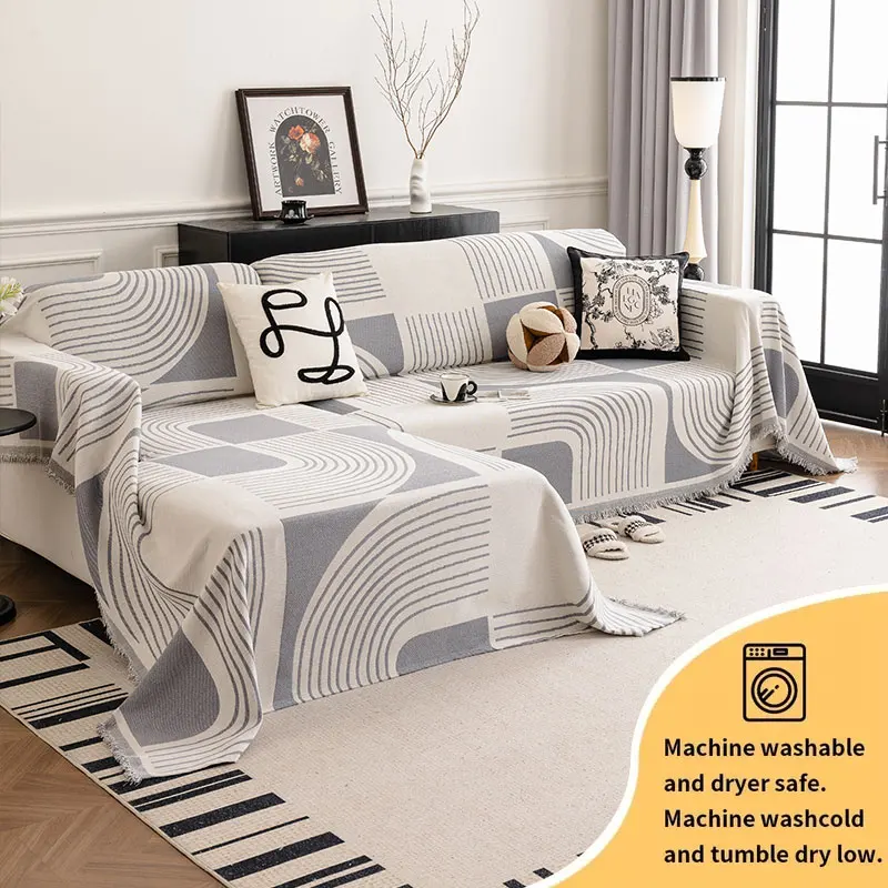 2PC-New Geometry Modern Simple Combination Sofa Towel Four Seasons Universal Lazy Essential Combination Sofa Towel