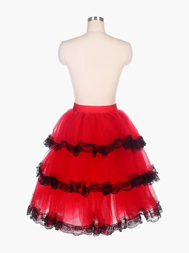 Ballet Skirt Red Spanish Skirt Tutus Half For Adult Girls Soft Tulle Belly Dance Performance Ballerina Costumes Women
