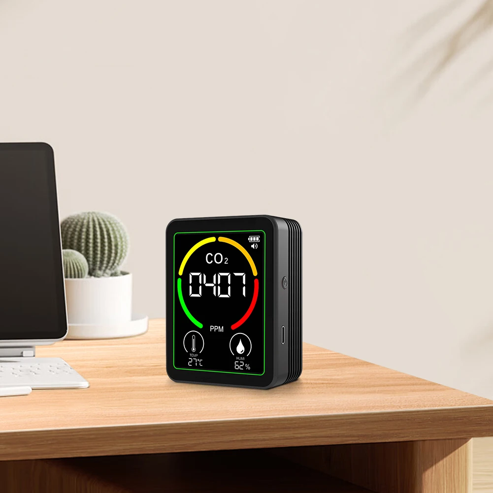 

Детектор углекислого газа 3 в 1, 2,8-дюймовый ЖК-экран, монитор температуры и влажности CO 2, тестер качества воздуха для сельскохозяйственного производства