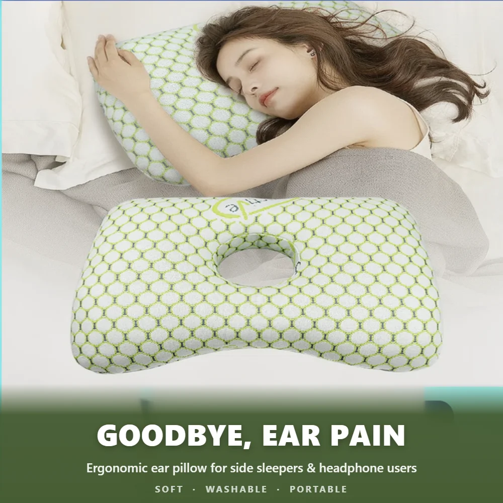 Ear Hole Pillow CN Pain Relief Side Sleeper Pillow with Ear Pocket Soft Washable Pillow for Elderly Adults Surgery Salon