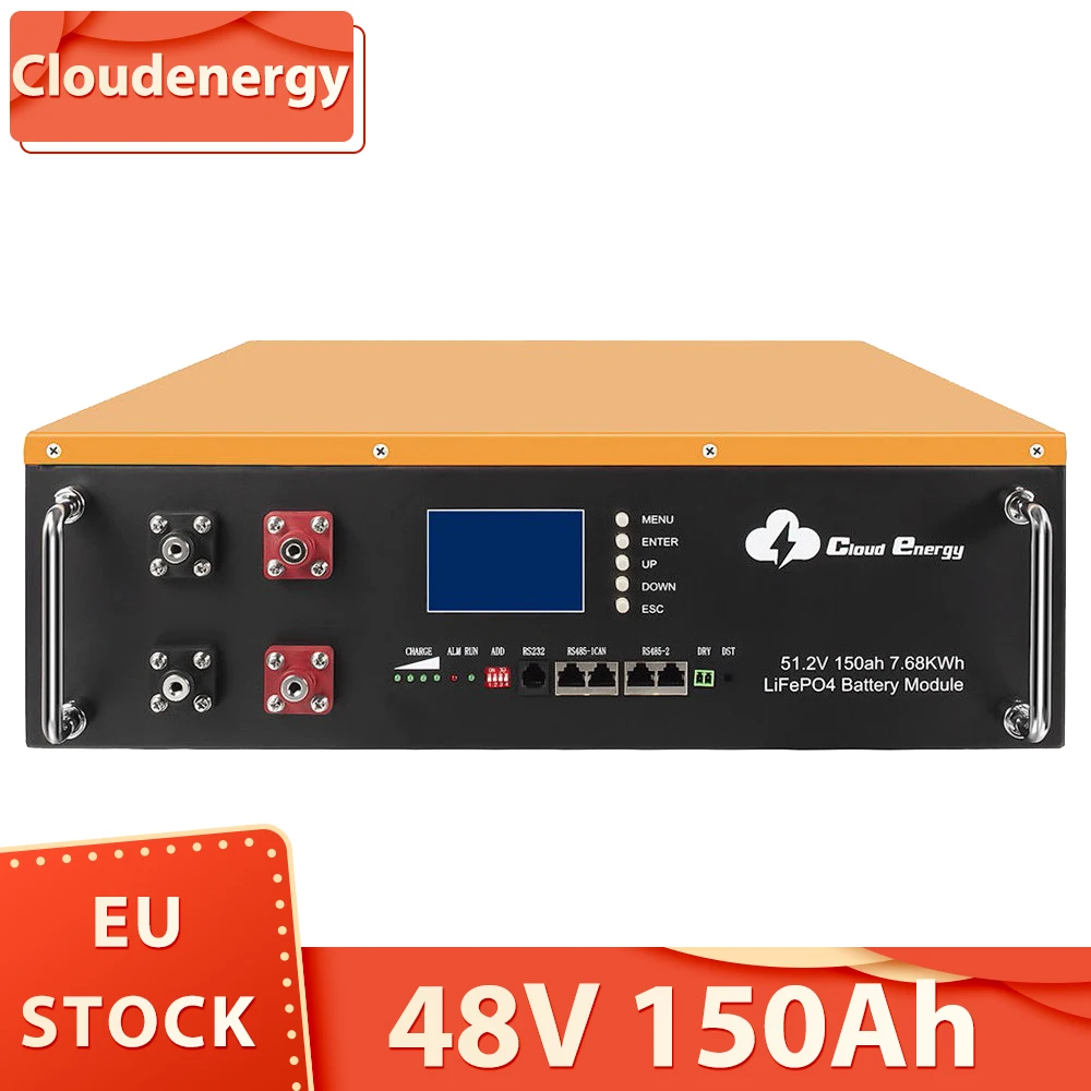 Cloudenergy 48V 150Ah Cabinet Type Lithium LiFePO4 Deep Cycle Battery Pack, 7680Wh Energy, 6000+ Life Cycles