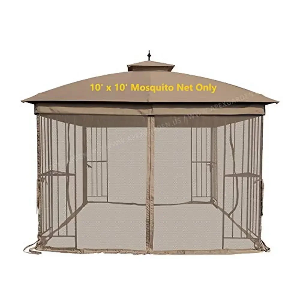 

Замена сетки для беседки Tan 10 x 10 футов с застежкой-молнией — пластиковое зажимное кольцо в комплекте — москитная сетка — коричневая отделка — открытый сад —