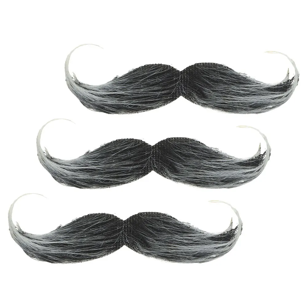 

3Pcs Lifelike Fake Beard Mustache Cloth Cosplay Halloween Party Costume Performance Prop Set Fake Beard for Men