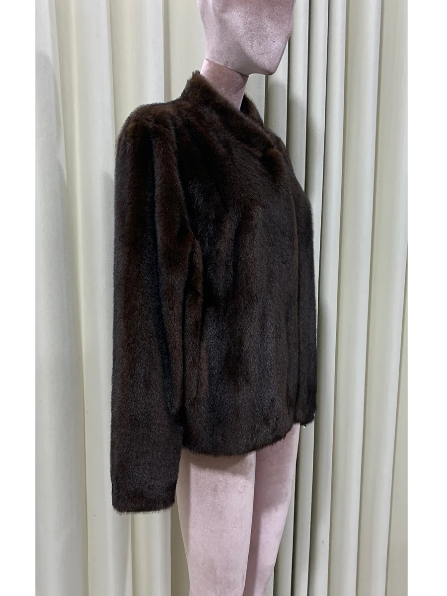 Nerazzurri Autumn Winter Short Brown Thick Warm Soft Faux Mink Fur Coat Women Elegant Luxury High Quality Fluffy Jacket Clothes