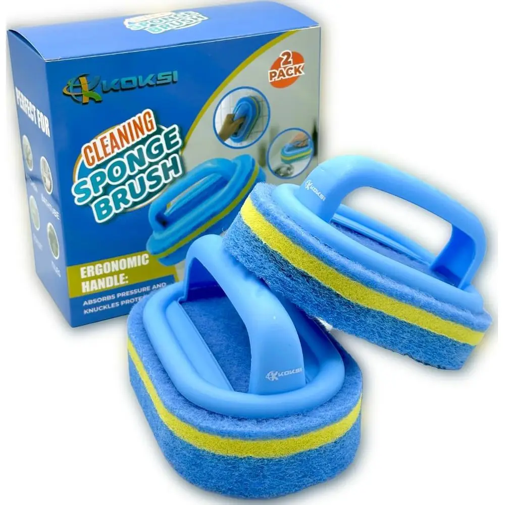 

2-Piece Cleaning Brush for Bathroom Kitchen Bathtub Toilet Cleaner All Purpose Shower Sponge Scrubbing Brush with Ergonomic Hand