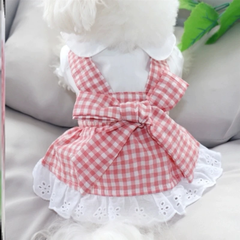 Cat Clothing Maid Attire Floral Lace Pink Lace Cute Dog Clothing Dress Anti Shedding Anti Hair Removal