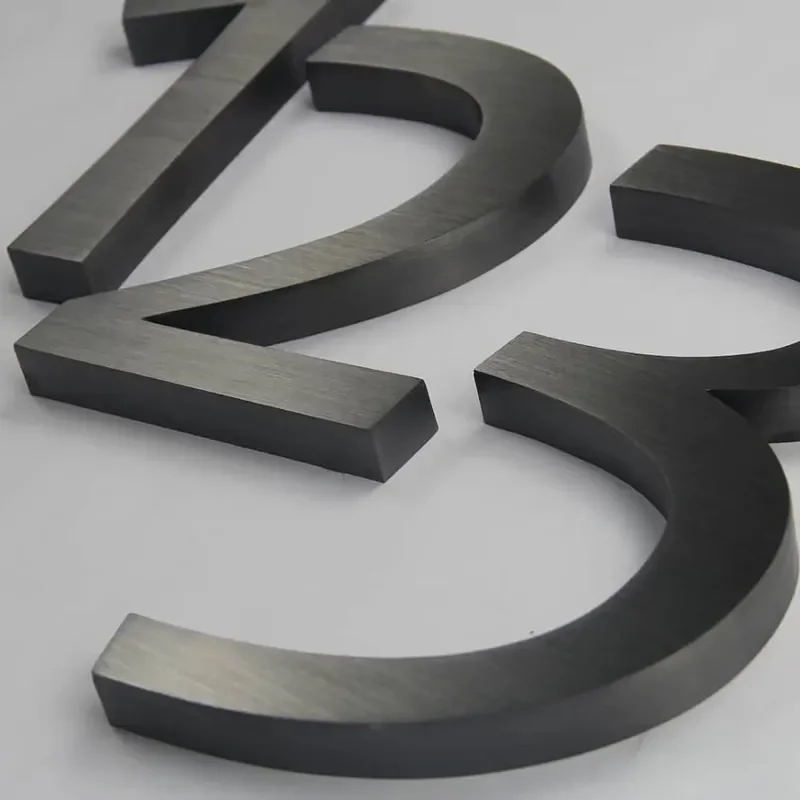 Customized Stainless Steel Hotel Room Logo Brushed Finish Metal Channel Letters for House Number Sign