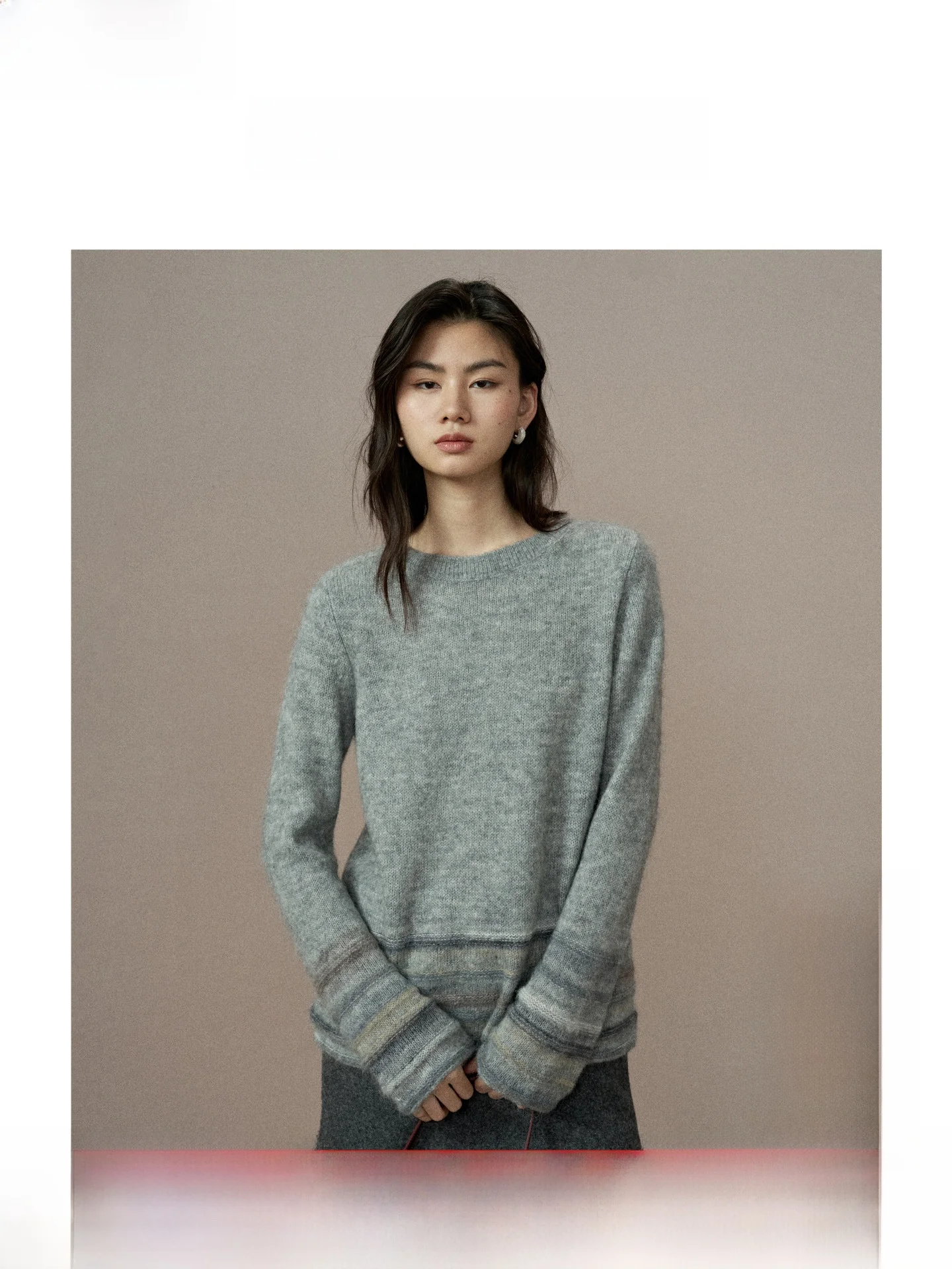 

Loose Fit Color Blo Striped Knit Sweater round Ne Pullover Wool Blend Casual Commute Sle Winter New Arrival for Women