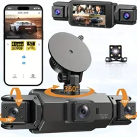 Dashcam 4 canales wifi coche dvr cámaras de salpicadero para coche caja trasera modo de estacionamiento 24h interior delantero y trasero 360 dash cam