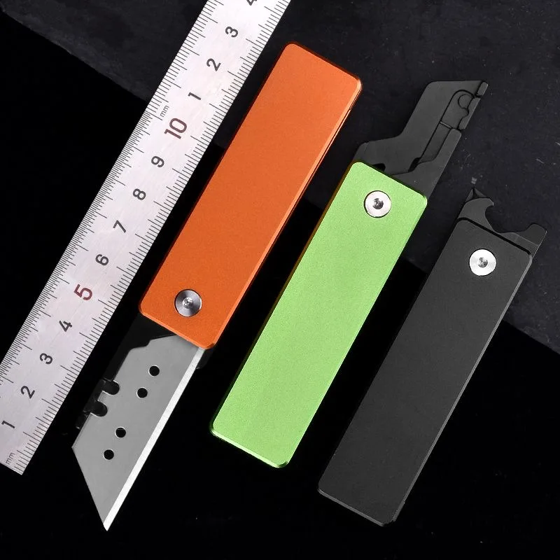 Rotate Open Aluminium Alloy Utility Knife SK5 Blade EDC Outdoor Survival Tool Sharp Cutter Rotate Open Knife Replaceable Blade